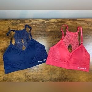 NWOT Nautica Racer back Bralette Bundle Pink and Blue size Med
